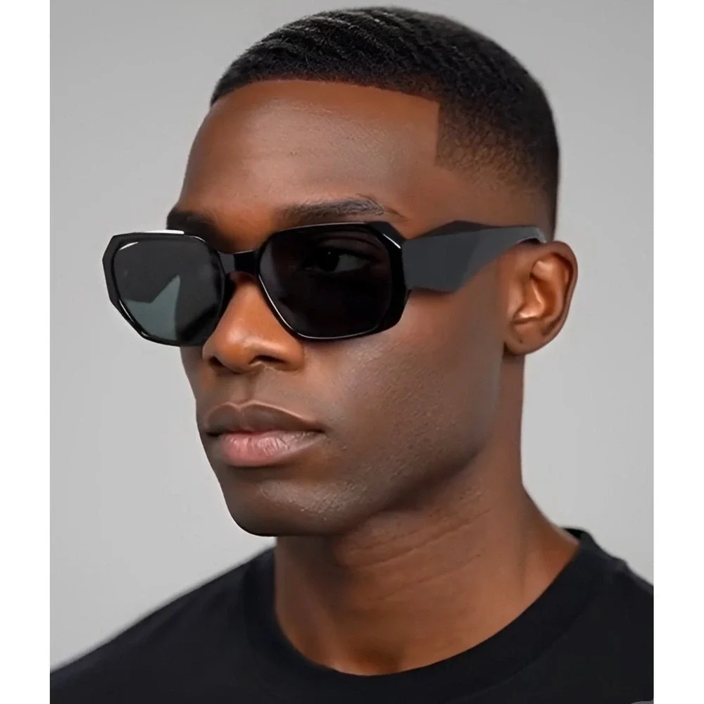 Sunglasses Men's Fashion Square Dark Black Lens Cholo Gangs Rapper Shades HipHop